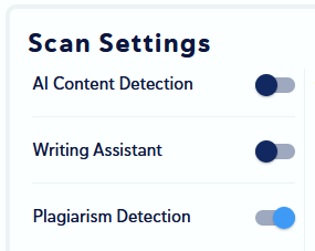 Scan settings for content detection options.