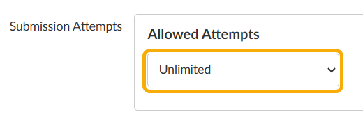 Submission attempts settings with "Unlimited" option.