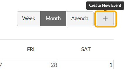Calendar interface with event creation button.