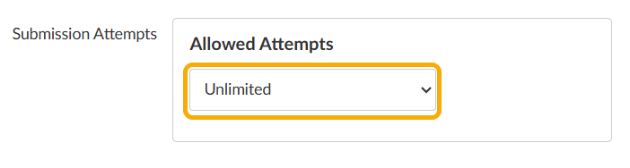 Submission attempts settings for a form.