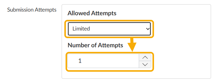 Submission attempts settings in a form.
