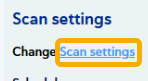 Scan settings option highlighted in blue.