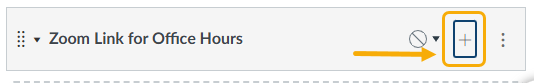 Zoom link for office hours with plus icon.