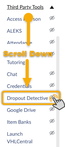 Menu with "Dropout Detective" highlighted.