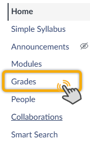 Hand clicking on "Grades" in a menu.