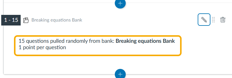 Text about a question bank for equations.
