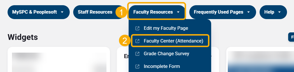 Dropdown menu for faculty resources.