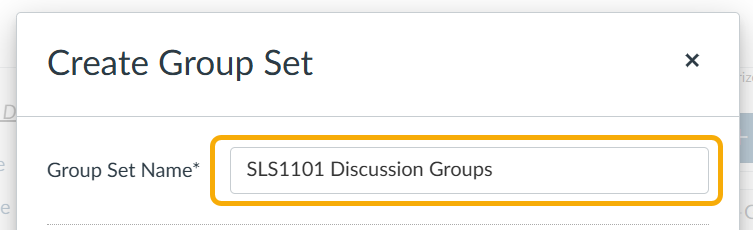 Create Group Set dialog with title input.