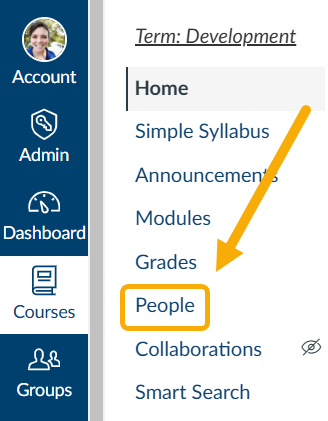 Sidebar menu with "People" highlighted.