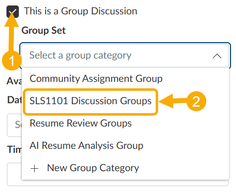 Group discussion selection interface.