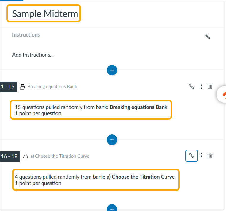 Sample midterm exam instructions and question banks.