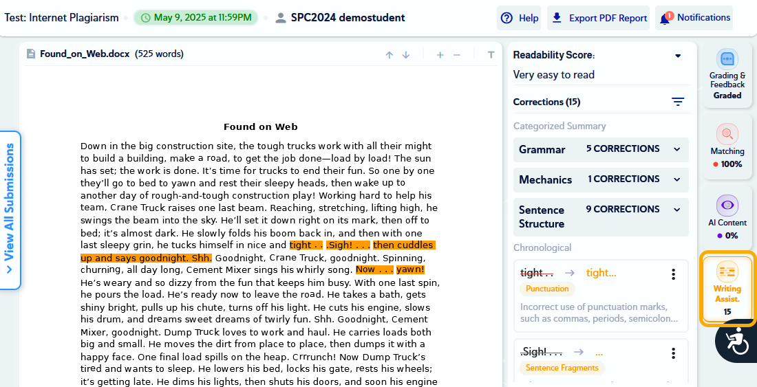 select the fourth tab down, the Writing Assistant tab