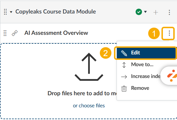 File upload interface with edit options.