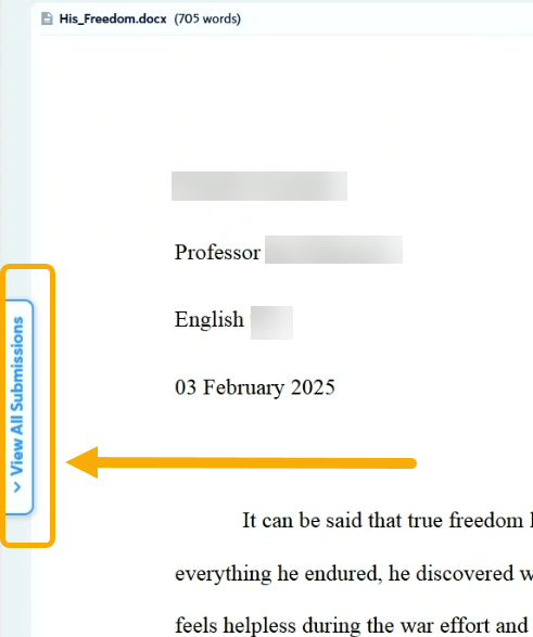 Document with submission details and text excerpt.