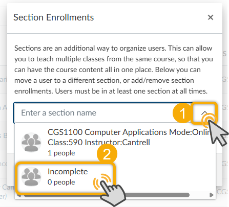 Select section
